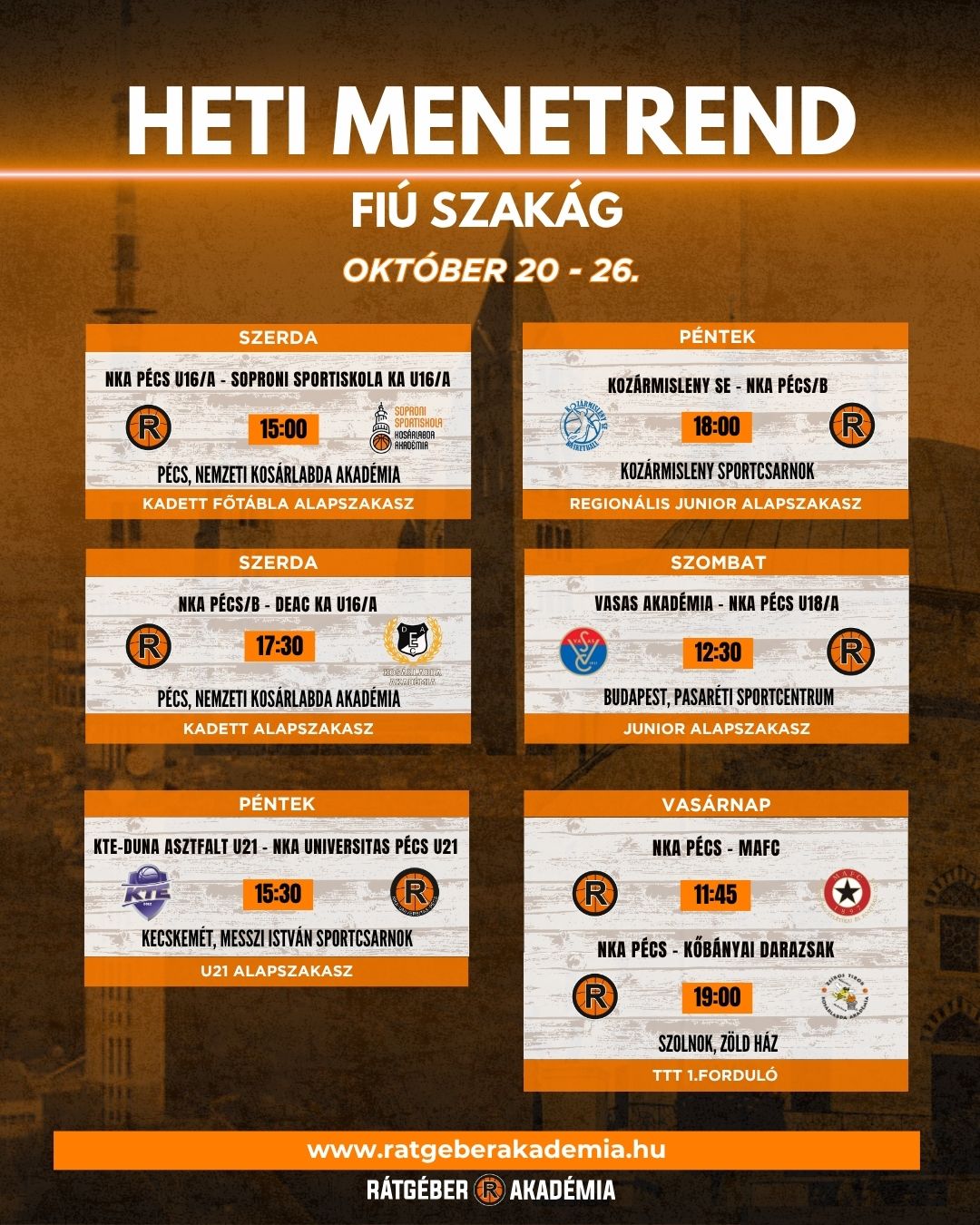 Akadémia heti program (október 20-26.)