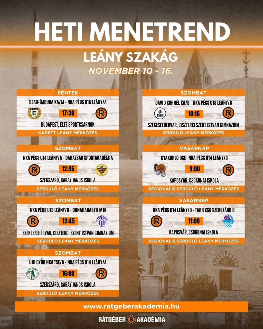 Akadémia heti program (november 10-16.)