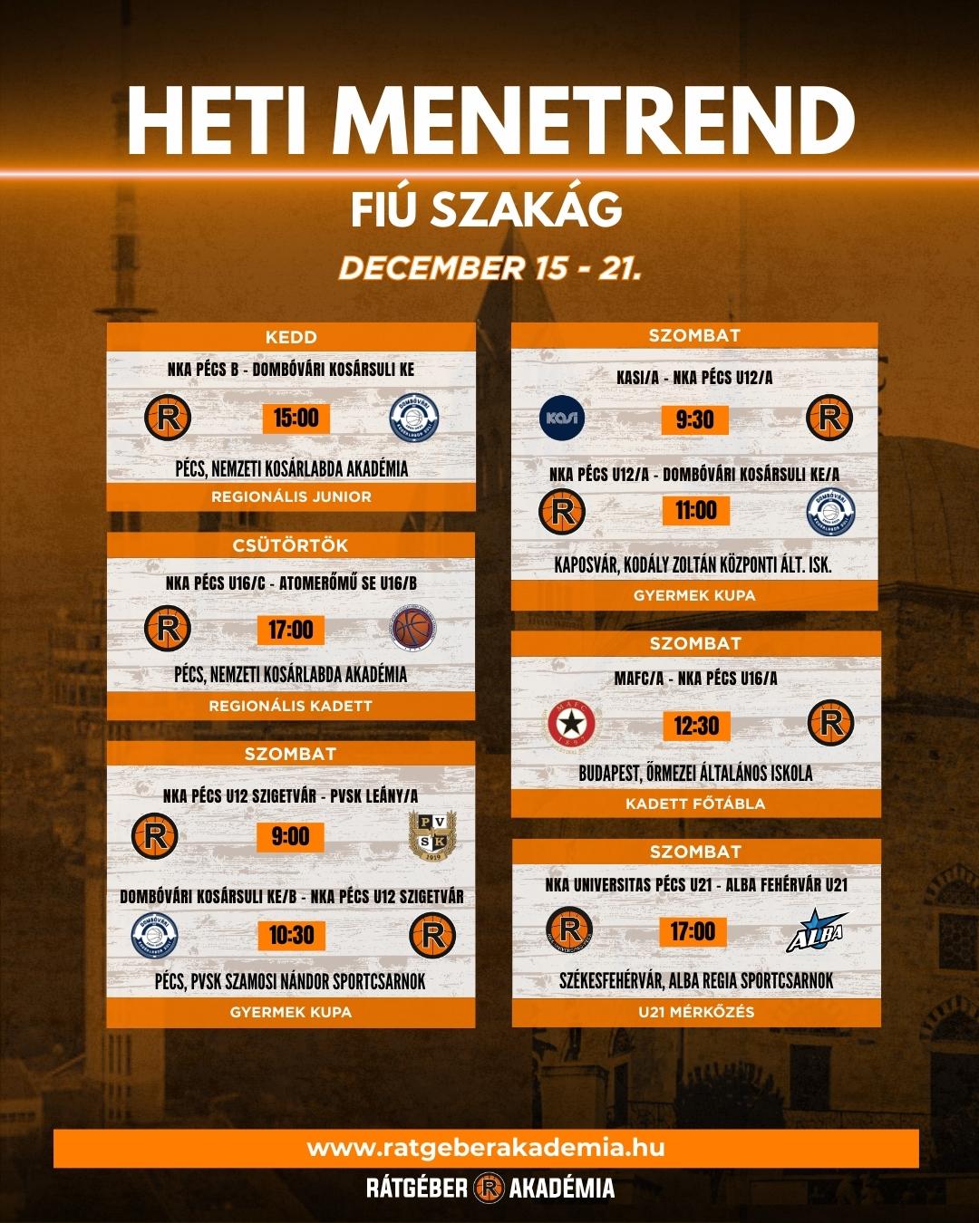 Akadémia heti program ( december 15-21.)