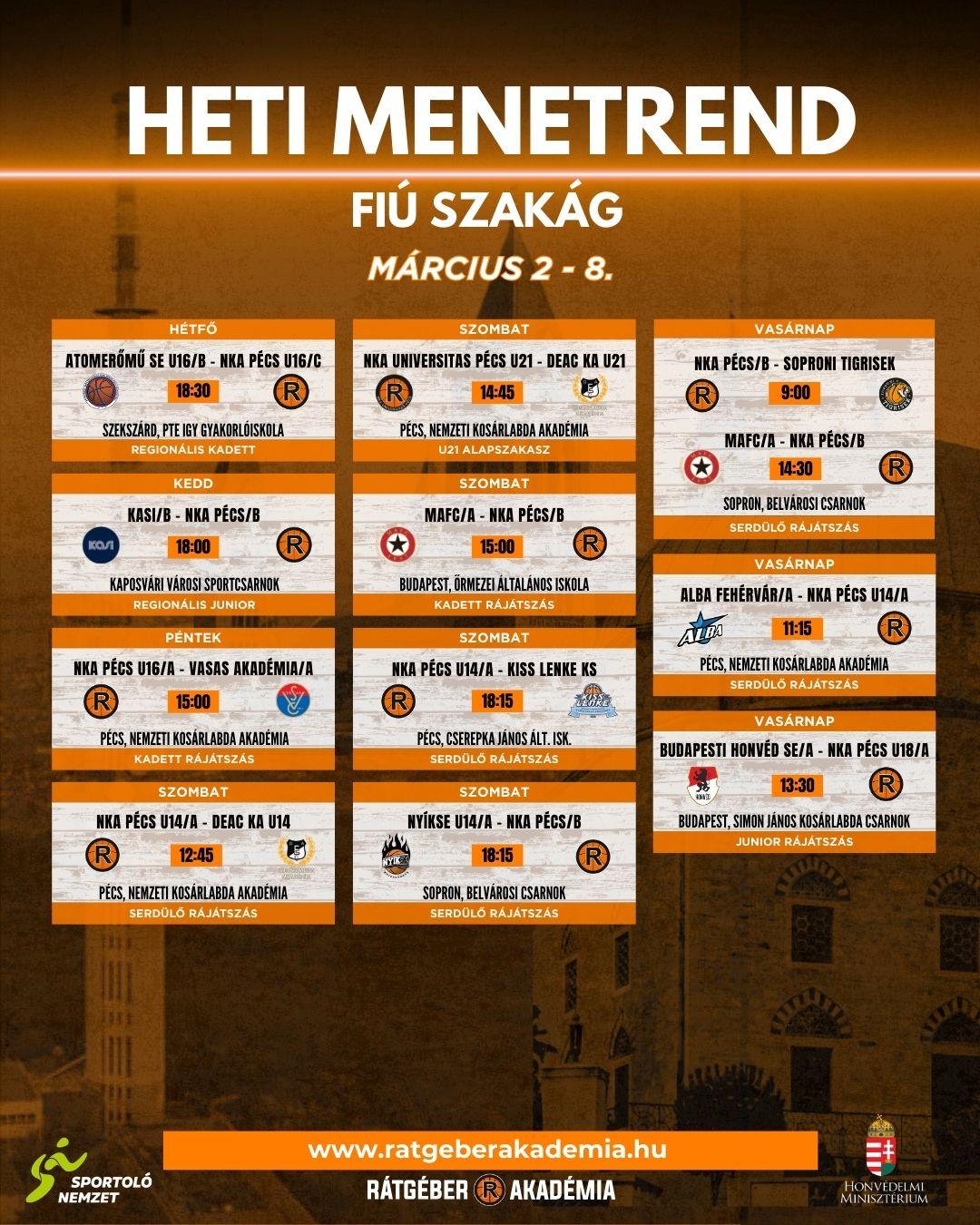 	Akadémia heti program ( március 2-8.)