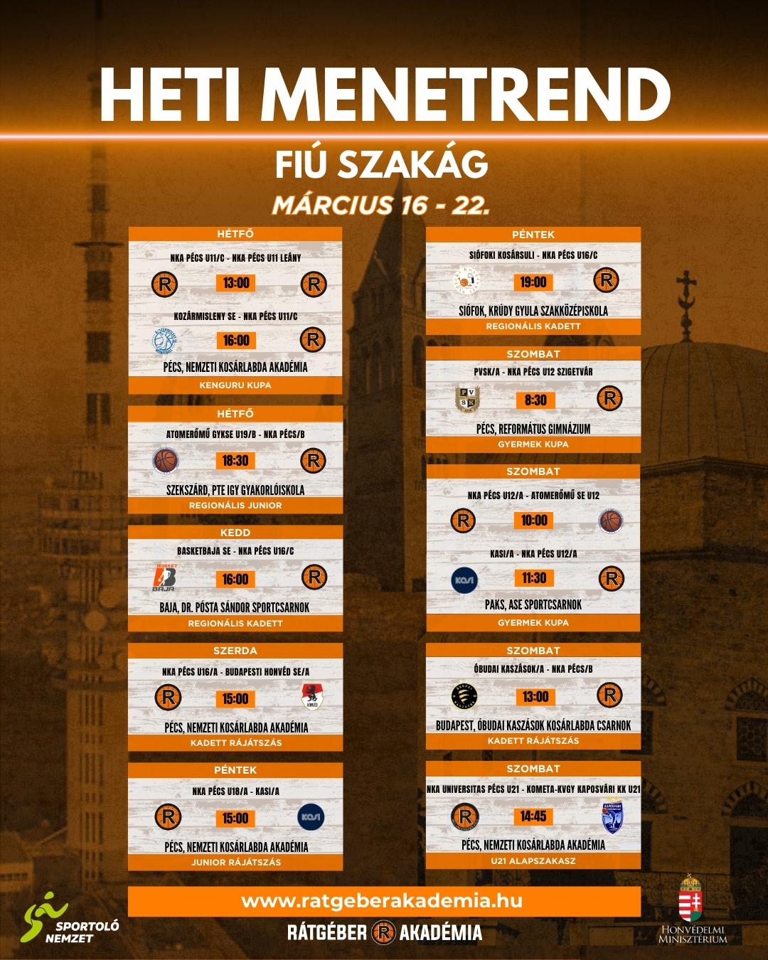 	Akadémia heti program ( március 16-22.)